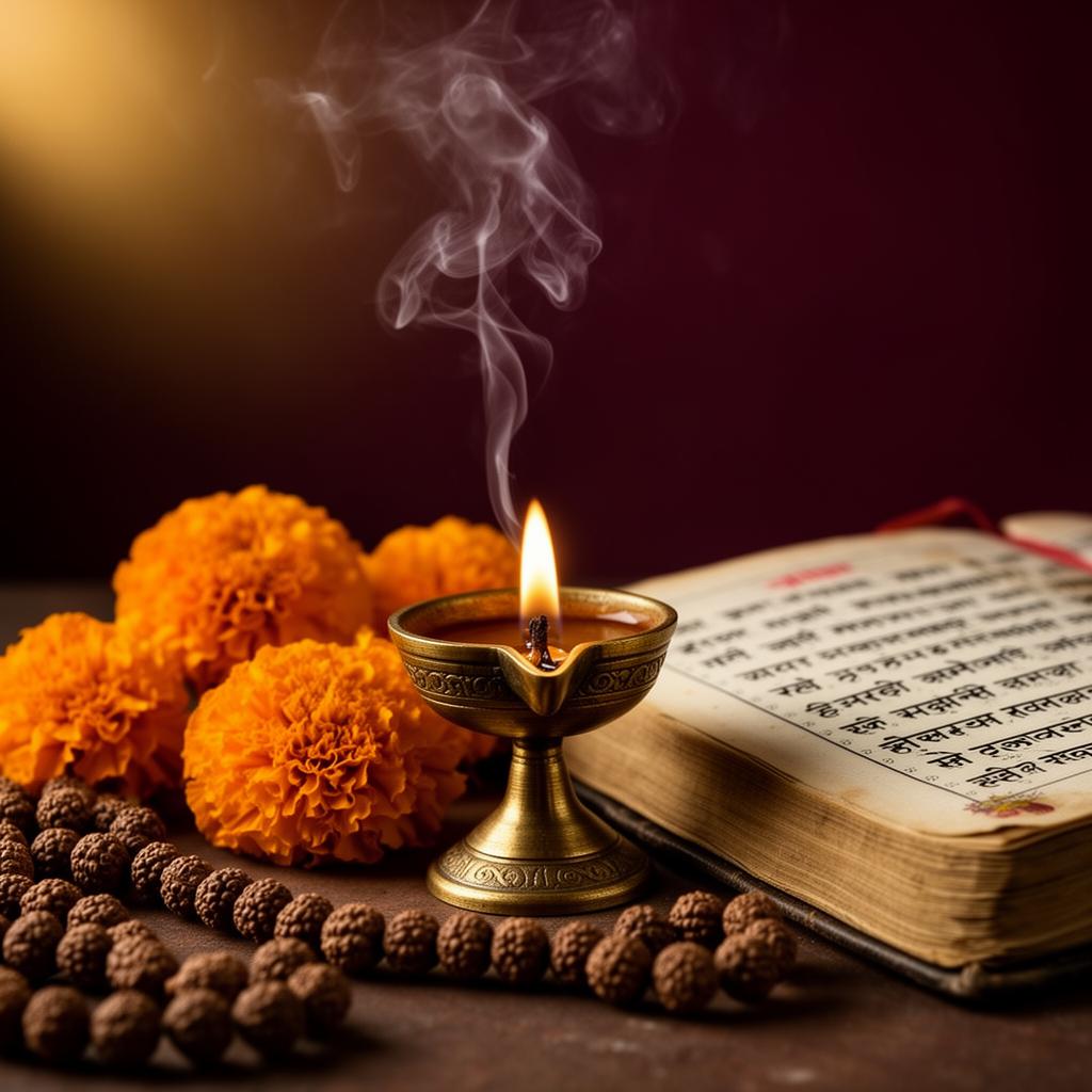 स्वामी समर्थ साधना - दीप, माळ आणि पोथी